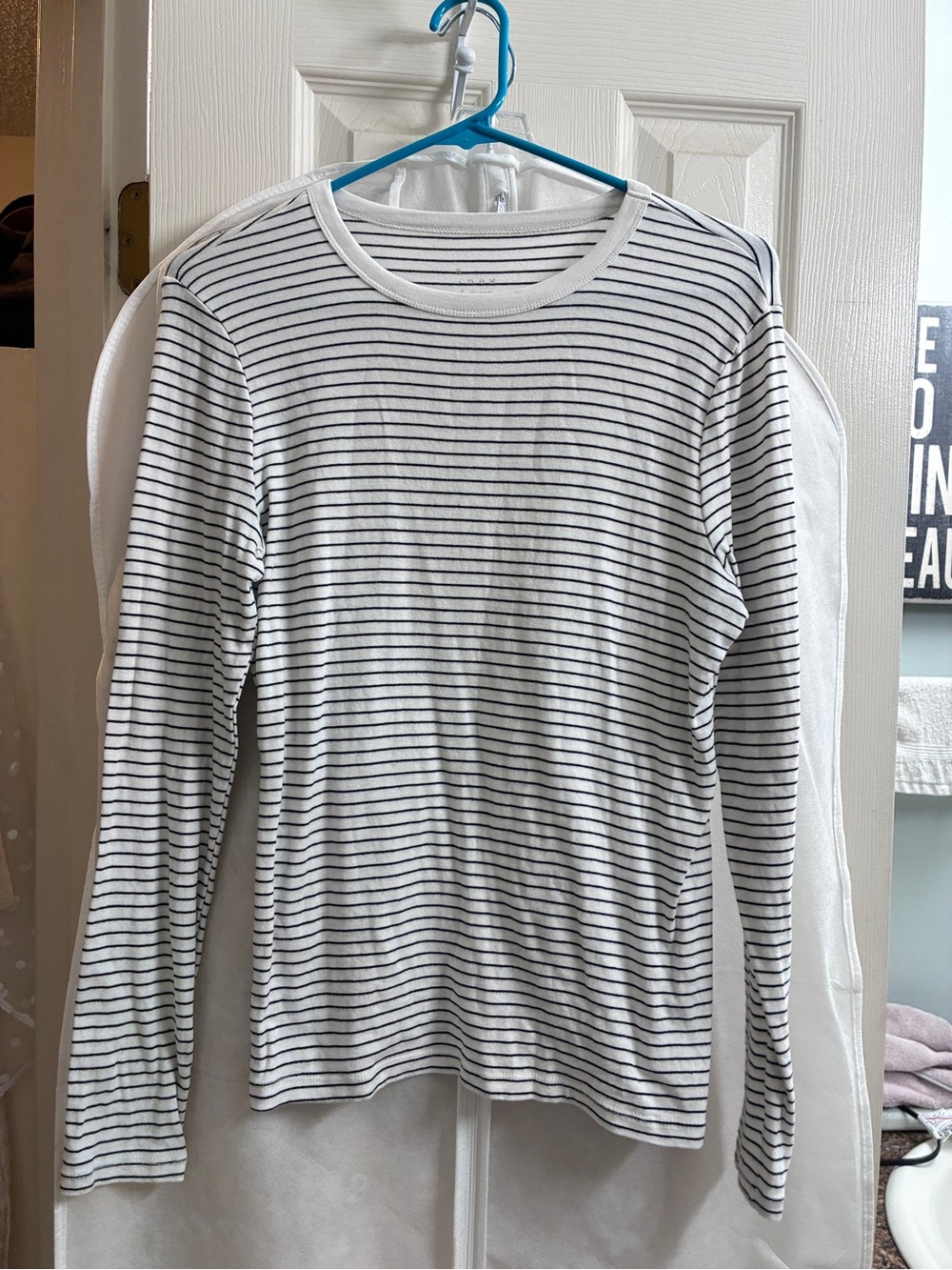 a new day Black and White Striped Long Sleeve Tee